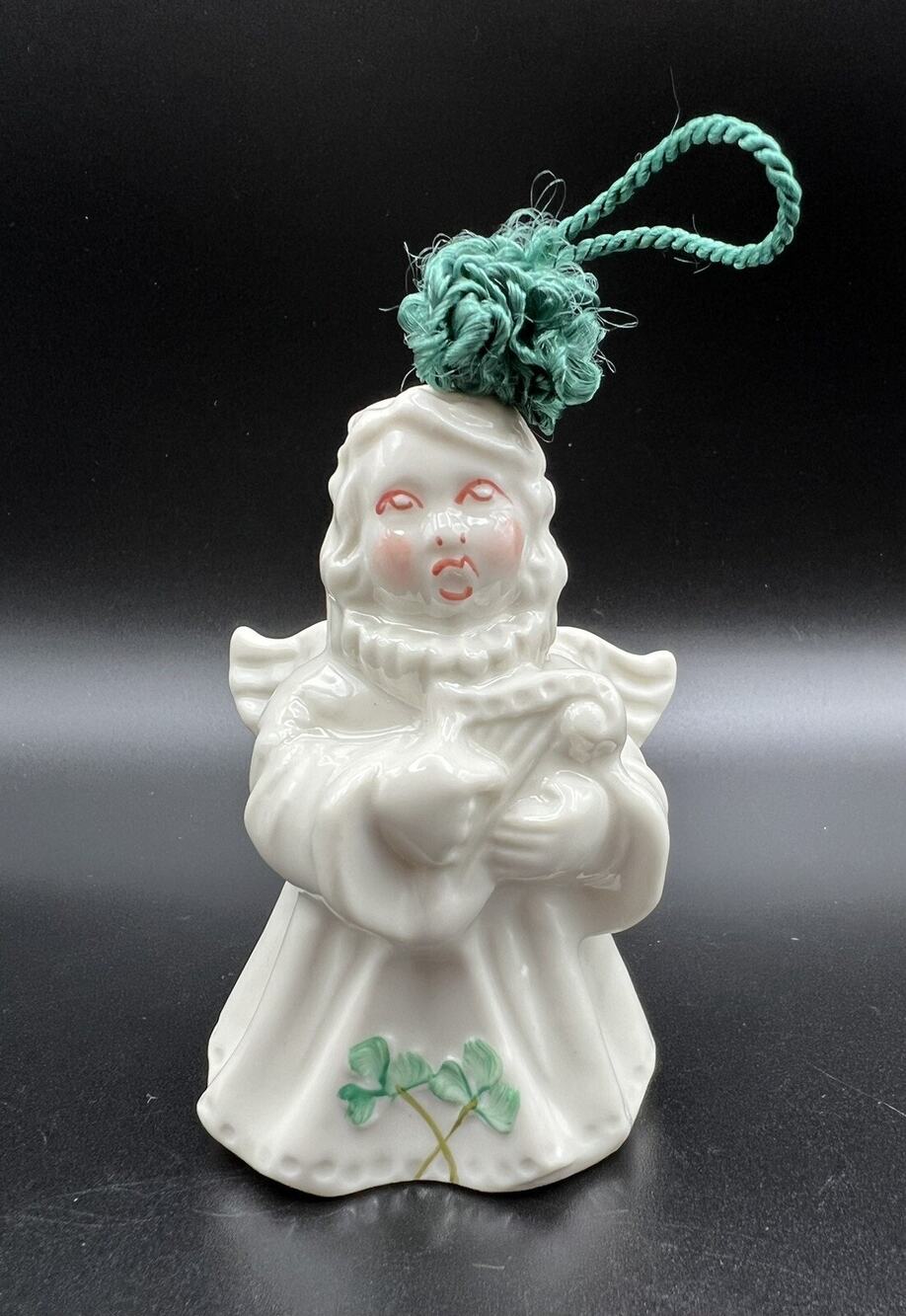 Belleek Choir of Angels Bell Christmas Ornament 3.5" Tall Ireland Angel w Harp